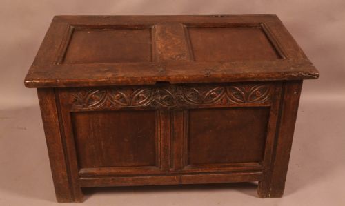 a rare tiny oak coffer circa 1670 - CATEGORY: ANTIQUE CHESTS - DATED 17TH CENTURY