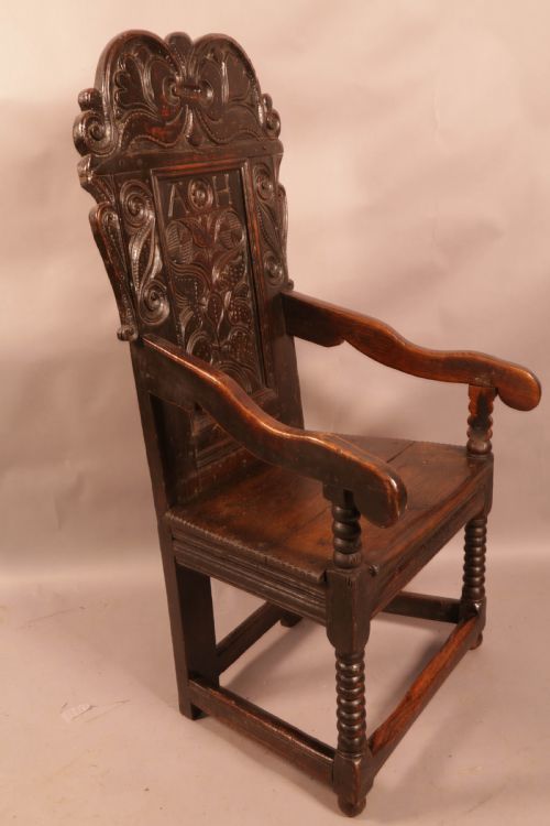 A SUPER 17TH CENTURY WAINSCOTT CHAIR CARVING FANTASTIC - ADDITIONAL PHOTO 1