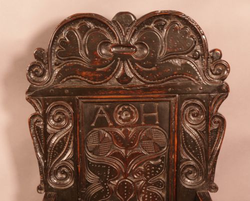 A SUPER 17TH CENTURY WAINSCOTT CHAIR CARVING FANTASTIC - ADDITIONAL PHOTO 5