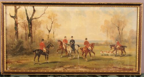A SET OF 4 OIL PAINTINGS BY RUDOLPH STONE 1848 1914 HUNTING SCENE - ADDITIONAL PHOTO 1