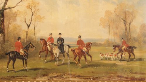A SET OF 4 OIL PAINTINGS BY RUDOLPH STONE 1848 1914 HUNTING SCENE - ADDITIONAL PHOTO 2
