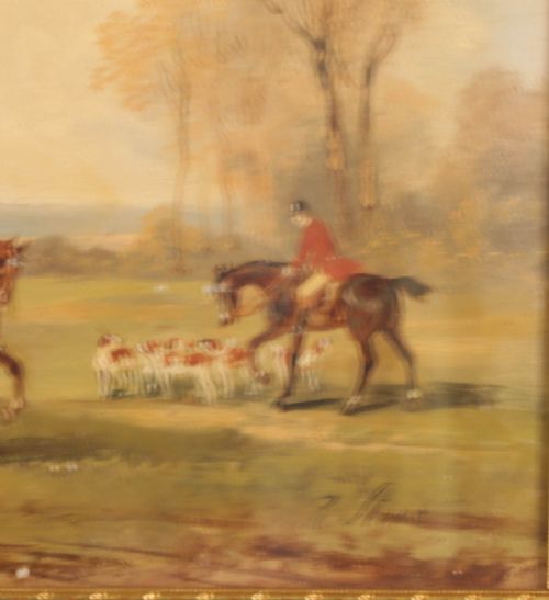A SET OF 4 OIL PAINTINGS BY RUDOLPH STONE 1848 1914 HUNTING SCENE - ADDITIONAL PHOTO 3