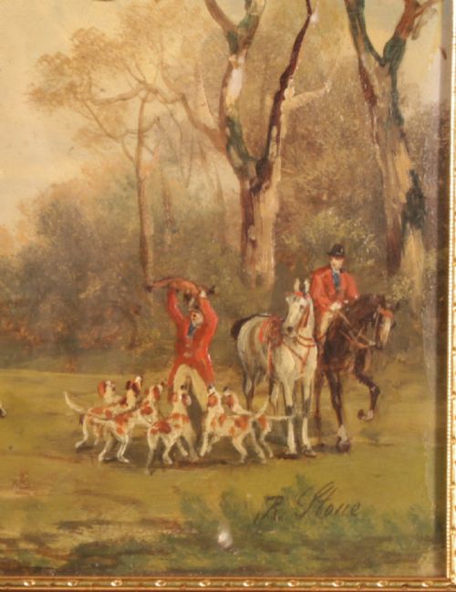 A SET OF 4 OIL PAINTINGS BY RUDOLPH STONE 1848 1914 HUNTING SCENE - ADDITIONAL PHOTO 8