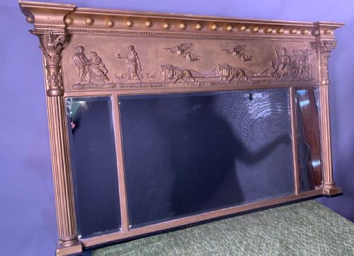 a 19th century gilded overmantle mirror in classical style - CATEGORY: ANTIQUE MIRRORS - DATED 19TH CENTURY