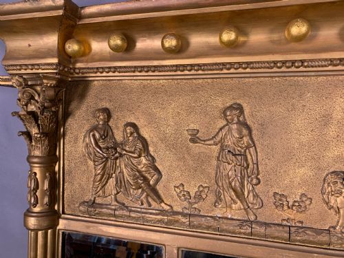 A 19TH CENTURY GILDED OVERMANTLE MIRROR IN CLASSICAL STYLE - ADDITIONAL PHOTO 2