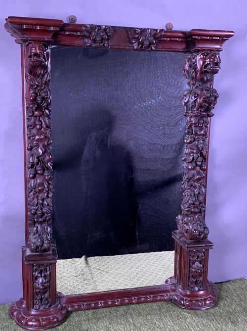 a superb carved oak pier mirror victorian - CATEGORY: ANTIQUE MIRRORS - DATED 19TH CENTURY