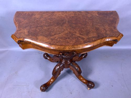 A GOOD VICTORIAN BURR WALNUT GAMES TABLE - ADDITIONAL PHOTO 1