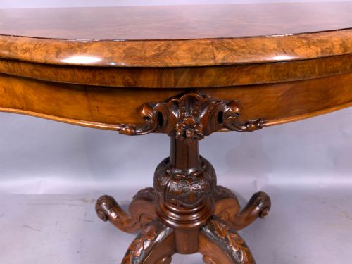 A GOOD VICTORIAN BURR WALNUT GAMES TABLE - ADDITIONAL PHOTO 5
