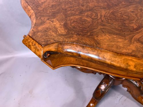 A GOOD VICTORIAN BURR WALNUT GAMES TABLE - ADDITIONAL PHOTO 7