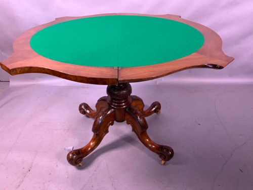 A GOOD VICTORIAN BURR WALNUT GAMES TABLE - ADDITIONAL PHOTO 8