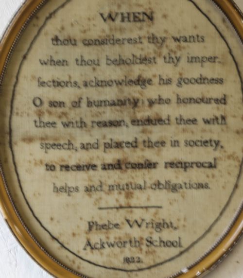 AN ACKWORTH QUAKER SCHOOL SAMPLER PHOEBE WRIGHT 1822 - ADDITIONAL PHOTO 1