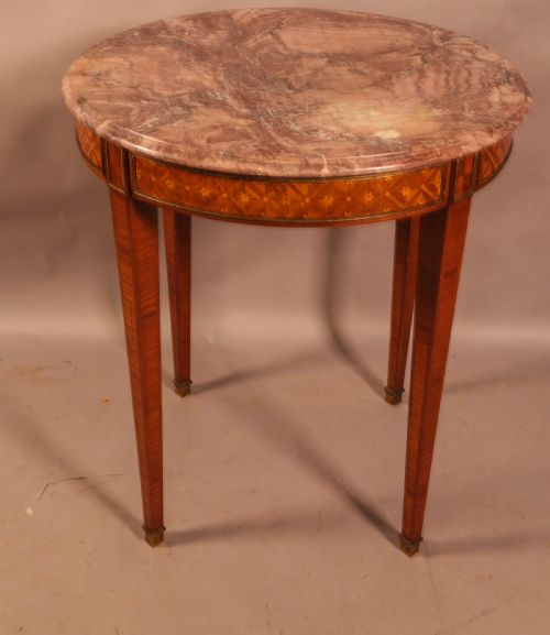 A FRENCH OCCAISIONAL TABLE MARBLE TOP - ADDITIONAL PHOTO 1