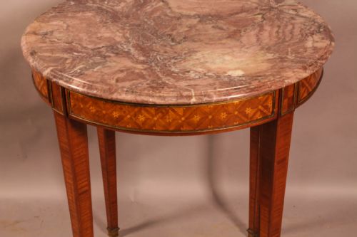 A FRENCH OCCAISIONAL TABLE MARBLE TOP - ADDITIONAL PHOTO 2