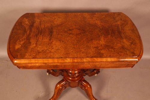 A GOOD VICTORIAN GAMES TABLE BURR WALNUT - ADDITIONAL PHOTO 7