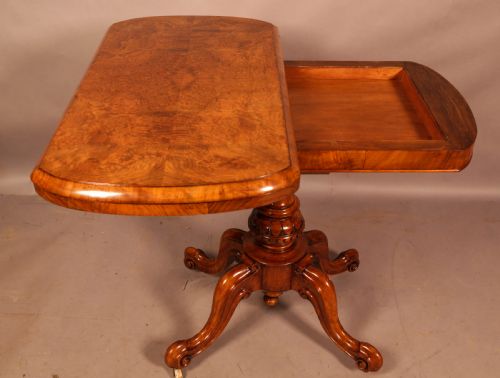 A GOOD VICTORIAN GAMES TABLE BURR WALNUT - ADDITIONAL PHOTO 9