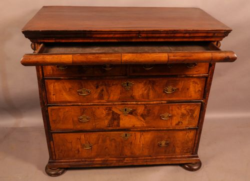AN ENGLISH WALNUT CHEST ORIGINAL BRASSWORK - ADDITIONAL PHOTO 1
