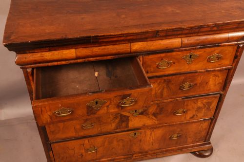 AN ENGLISH WALNUT CHEST ORIGINAL BRASSWORK - ADDITIONAL PHOTO 2