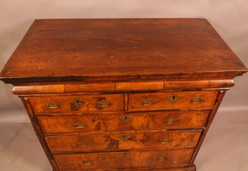 AN ENGLISH WALNUT CHEST ORIGINAL BRASSWORK - ADDITIONAL PHOTO 3