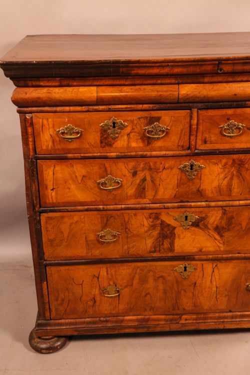 AN ENGLISH WALNUT CHEST ORIGINAL BRASSWORK - ADDITIONAL PHOTO 4