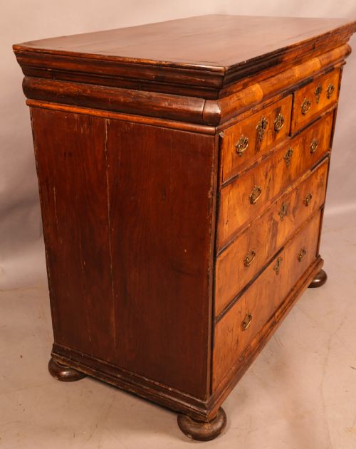 AN ENGLISH WALNUT CHEST ORIGINAL BRASSWORK - ADDITIONAL PHOTO 8