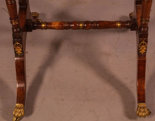 A STUNNING REGENCY ROSEWOOD SEWING TABLE BRASS INLAY - ADDITIONAL PHOTO 5