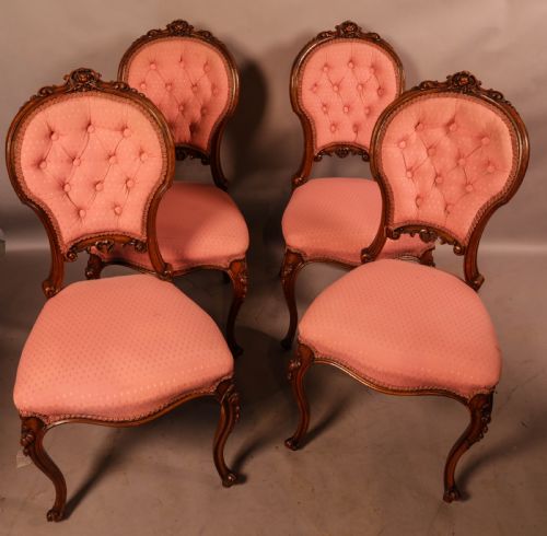 a set of 4 victorian walnut dining chairs super quality - CATEGORY: ANTIQUE CHAIRS - DATED VICTORIAN