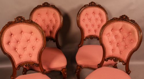 A SET OF 4 VICTORIAN WALNUT DINING CHAIRS SUPER QUALITY - ADDITIONAL PHOTO 1