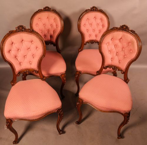 A SET OF 4 VICTORIAN WALNUT DINING CHAIRS SUPER QUALITY - ADDITIONAL PHOTO 2