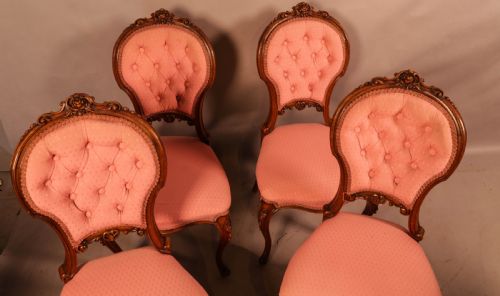 A SET OF 4 VICTORIAN WALNUT DINING CHAIRS SUPER QUALITY - ADDITIONAL PHOTO 3