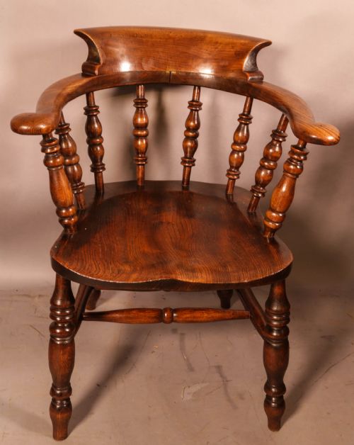 a victorian captains chair in ash with an elm seat - CATEGORY: ANTIQUE CHAIRS - DATED 19TH CENTURY