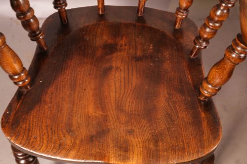 A VICTORIAN CAPTAINS CHAIR IN ASH WITH AN ELM SEAT - ADDITIONAL PHOTO 4