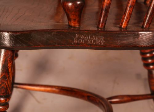 A RARE HIGH BACK WINDSOR CHAIR FRED WALKER STAMPED - ADDITIONAL PHOTO 4