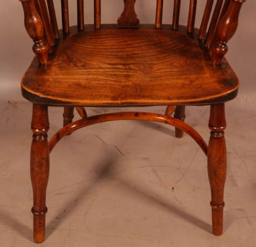 A GOOD YEW WOOD LOW BACK WINDSOR CHAIR ROCKLEY - ADDITIONAL PHOTO 4