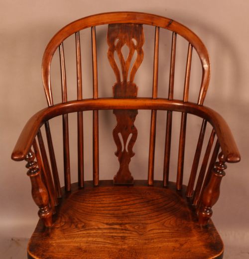 A GOOD YEW WOOD LOW BACK WINDSOR CHAIR ROCKLEY - ADDITIONAL PHOTO 6