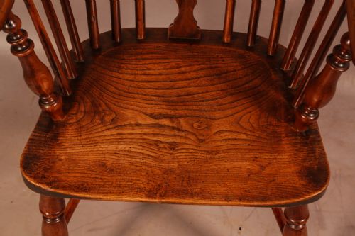 A GOOD YEW WOOD LOW BACK WINDSOR CHAIR ROCKLEY - ADDITIONAL PHOTO 7