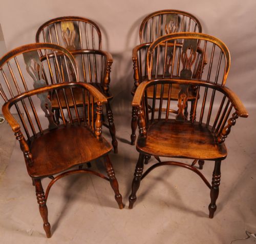 A SET OF 4 ASH AND ELM WINDSOR CHAIRS ROCKLEY MAKER - ADDITIONAL PHOTO 1
