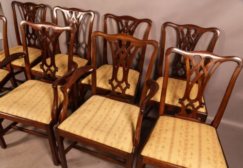 A SET OF 8 CHIPPENDALE STYLE DINING CHAIRS C 1890 - ADDITIONAL PHOTO 2