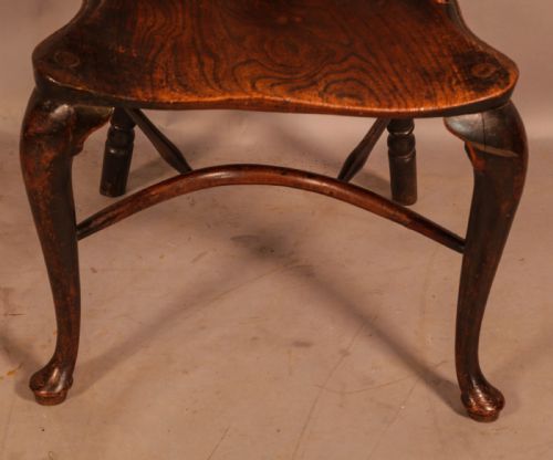 A RARE GEORGIAN YEW WINDSOR ON CABRIOLE LEGS - ADDITIONAL PHOTO 3