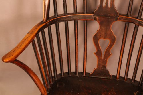 A RARE GEORGIAN YEW WINDSOR ON CABRIOLE LEGS - ADDITIONAL PHOTO 6