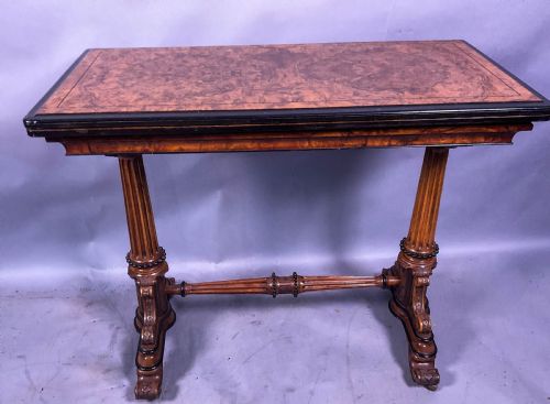 A VICTORIAN BURR WALNUT GAMES TABLE - ADDITIONAL PHOTO 1
