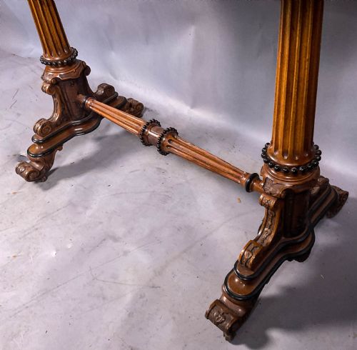 A VICTORIAN BURR WALNUT GAMES TABLE - ADDITIONAL PHOTO 2