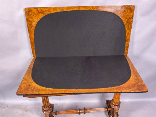 A VICTORIAN BURR WALNUT GAMES TABLE - ADDITIONAL PHOTO 7