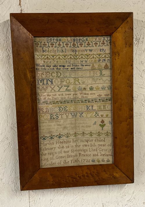 george i girl needlework sampler martha hoskins 1726 - CATEGORY: ANTIQUE MISCELLANEOUS - DATED 18TH CENTURY