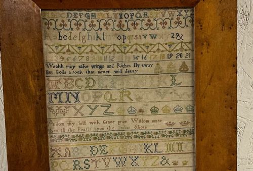 GEORGE I GIRL NEEDLEWORK SAMPLER MARTHA HOSKINS 1726 - ADDITIONAL PHOTO 4