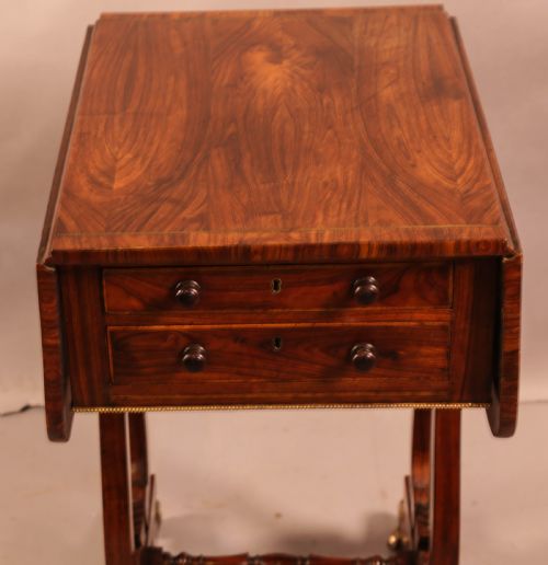 A SUPERB REGENCY BRASS INLAID SEWING TABLE ROSEWOOD - ADDITIONAL PHOTO 6