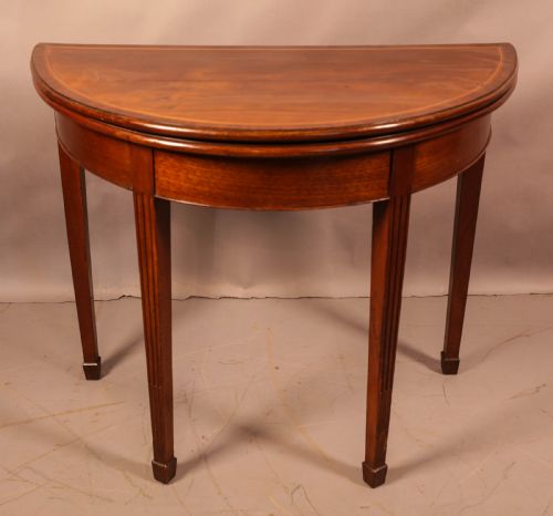 a georgian demi lune games table - CATEGORY: ANTIQUE TABLES - DATED GEORGIAN