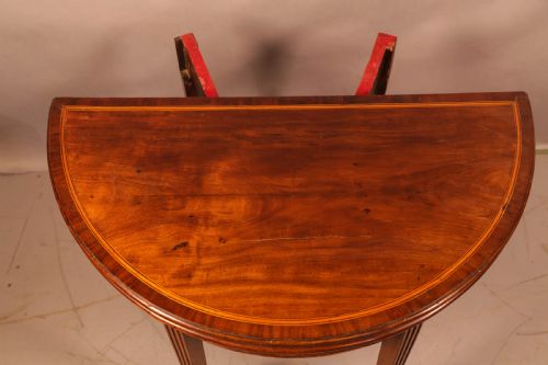A GEORGIAN DEMI LUNE GAMES TABLE - ADDITIONAL PHOTO 3