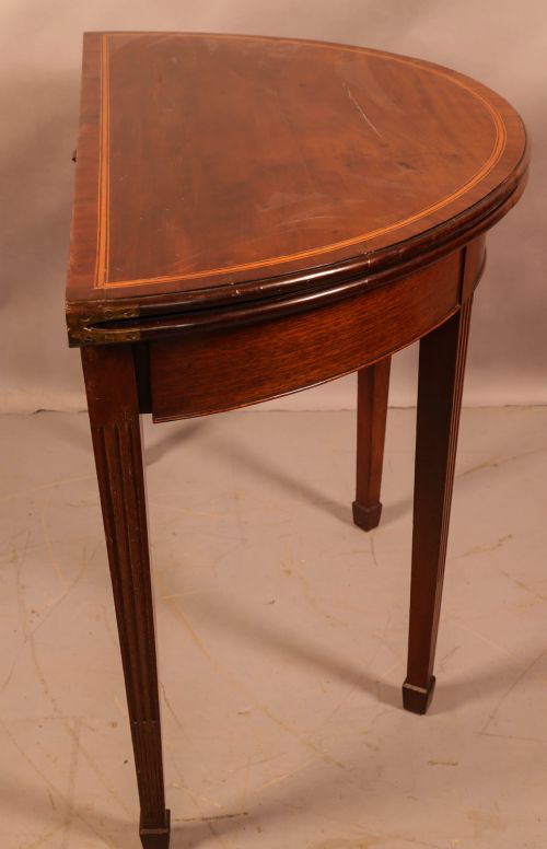 A GEORGIAN DEMI LUNE GAMES TABLE - ADDITIONAL PHOTO 8