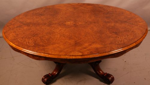 a victorian burr walnut coffee table - CATEGORY: ANTIQUE TABLES - DATED VICTORIAN