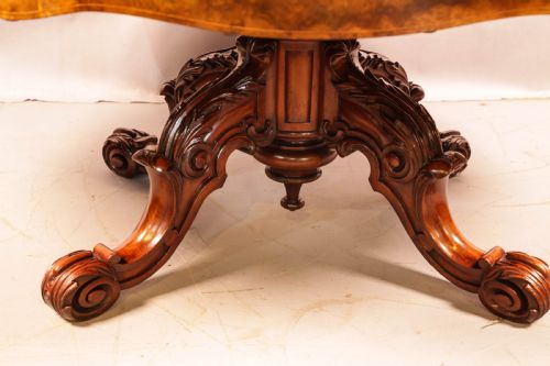 A VICTORIAN BURR WALNUT COFFEE TABLE - ADDITIONAL PHOTO 6